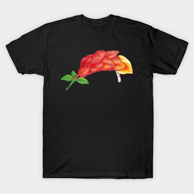 Pink Shrimp Plant Flower Digital Art T-Shirt by H. R. Sinclair